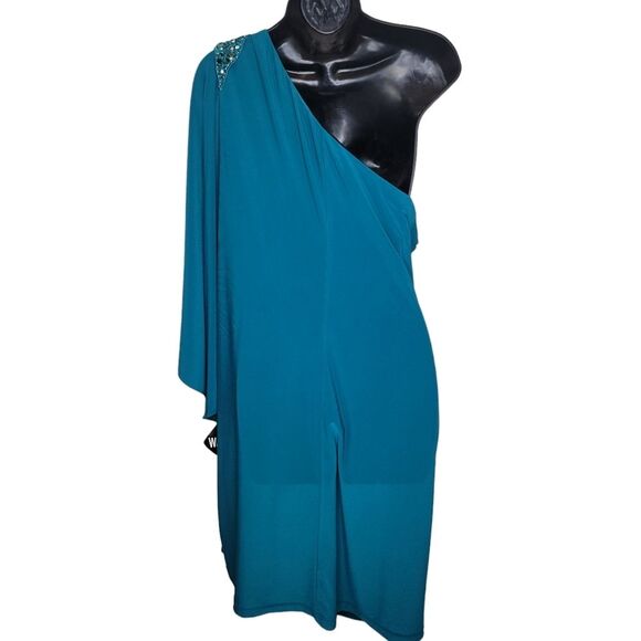 R&M Richards Woman Nwt One Shoulder Embellished Jersey Dress Size 16W - Picture 2 of 8